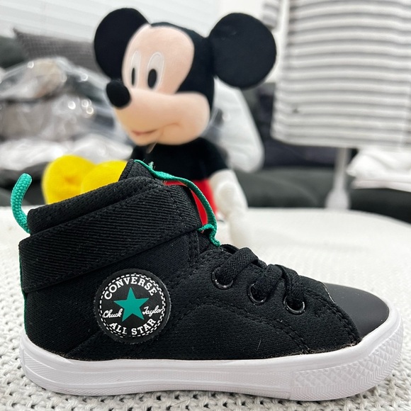 Converse Kids' Black and Teal High-Top Sneakers - Picture 5 of 8